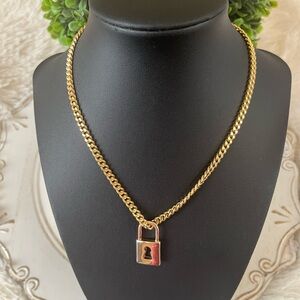 Gold Lock Pendant Necklace